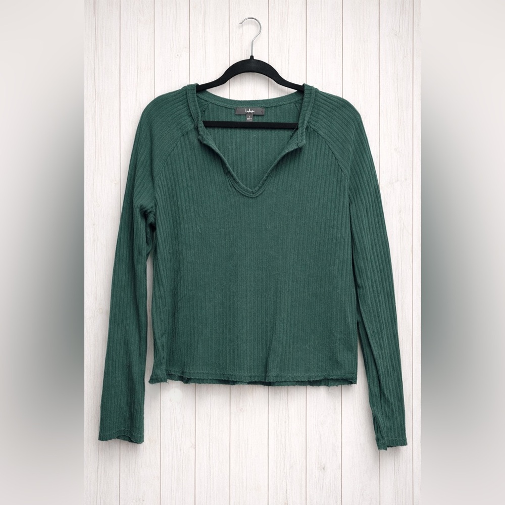Lulu's Forest Green Ribbed Long Sleeve Top